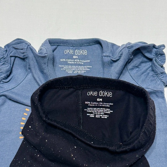 Okie Dokie Baby Girl T-shirt & Leggings Size 6 M - Picture 4 of 4